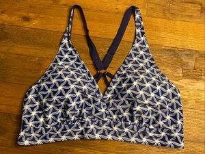 Holipick 22W plus size racerback blue white bikini top swimwear